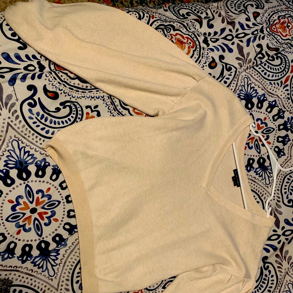 Cream v neck sweater